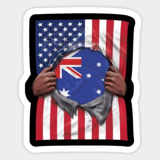 Australia Flag American Flag Ripped - Gift for Australian From Australia Sticker